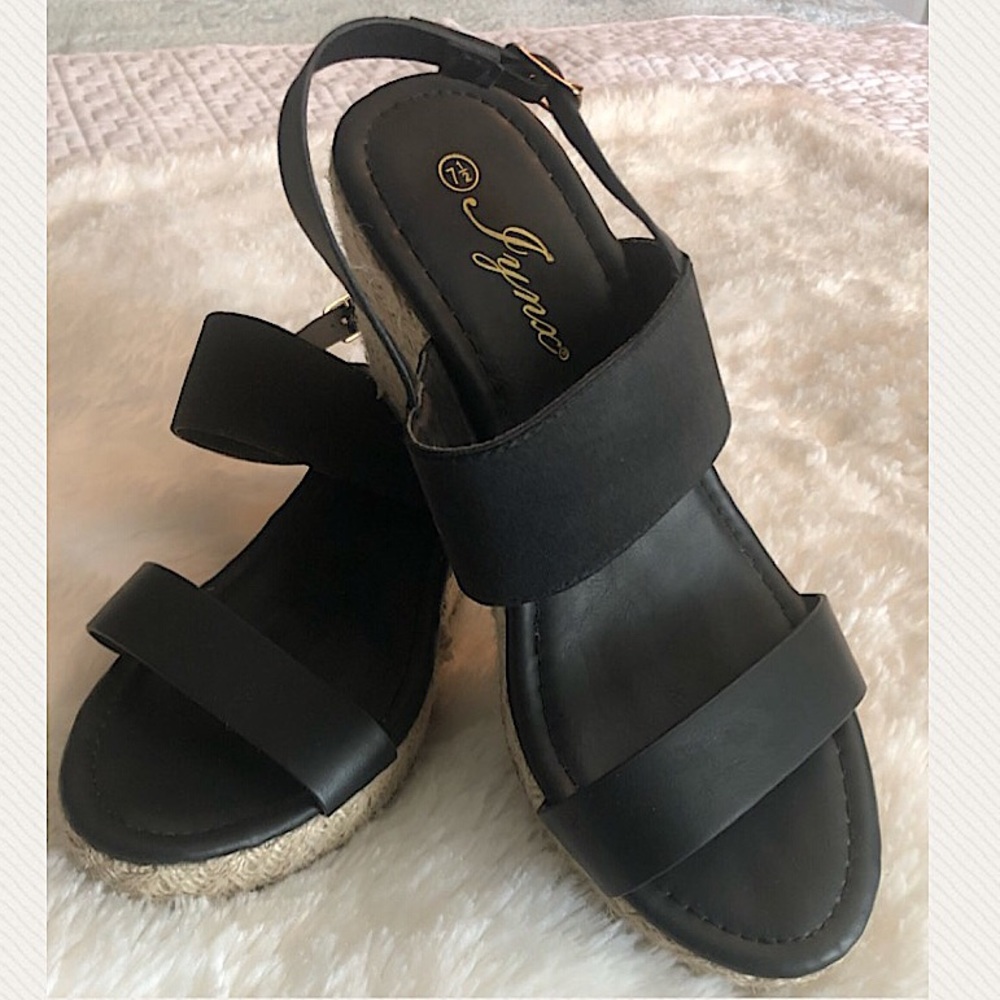 Buckle espadrille wedge sz 7 1/2